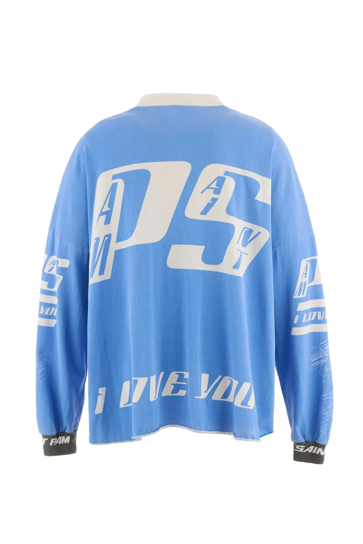 SAINT Mxxxxx Make the printing look distressed and white. Correct accessories. Customized co-branded model with P.A.M. wash mark.